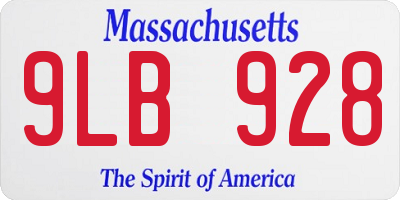 MA license plate 9LB928