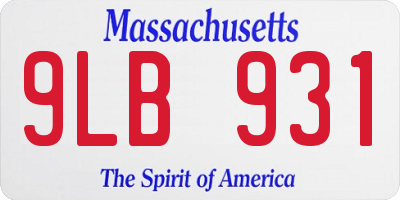 MA license plate 9LB931