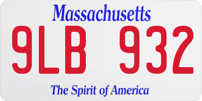 MA license plate 9LB932