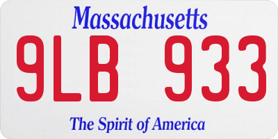 MA license plate 9LB933