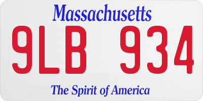 MA license plate 9LB934