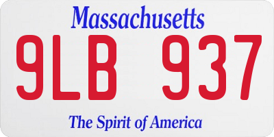 MA license plate 9LB937