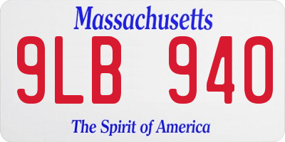 MA license plate 9LB940