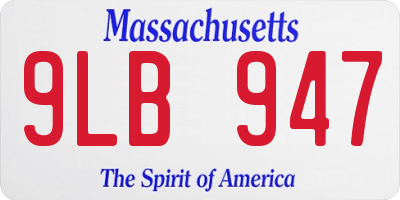 MA license plate 9LB947