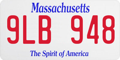 MA license plate 9LB948