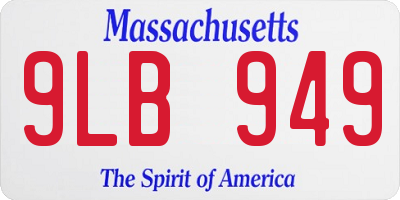 MA license plate 9LB949