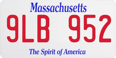 MA license plate 9LB952