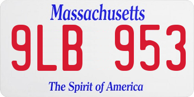 MA license plate 9LB953