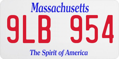 MA license plate 9LB954