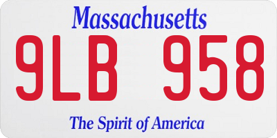 MA license plate 9LB958