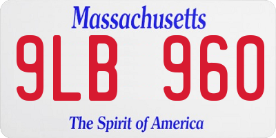 MA license plate 9LB960