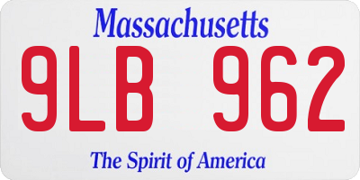 MA license plate 9LB962