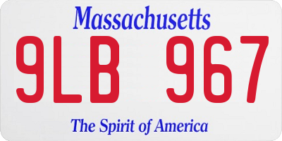 MA license plate 9LB967