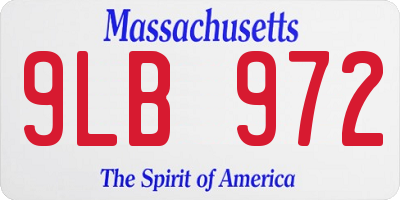 MA license plate 9LB972