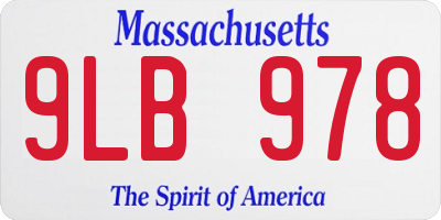 MA license plate 9LB978