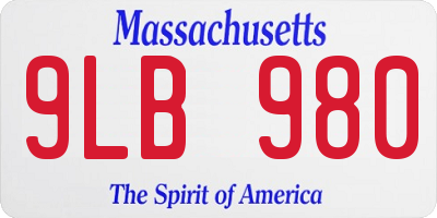 MA license plate 9LB980