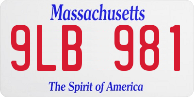 MA license plate 9LB981