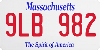 MA license plate 9LB982
