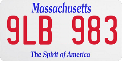 MA license plate 9LB983