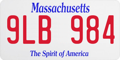 MA license plate 9LB984