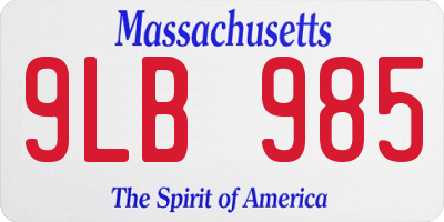MA license plate 9LB985