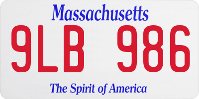 MA license plate 9LB986