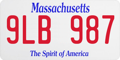 MA license plate 9LB987