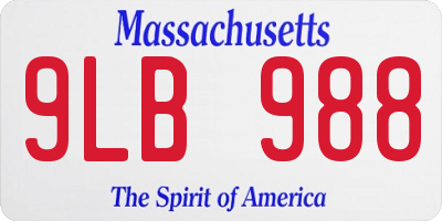 MA license plate 9LB988
