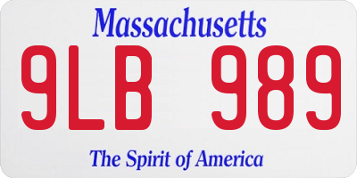 MA license plate 9LB989