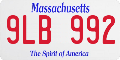 MA license plate 9LB992