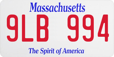 MA license plate 9LB994