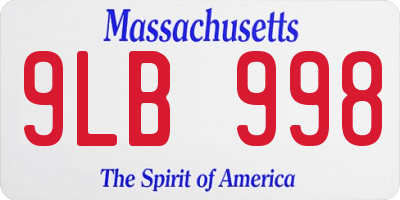 MA license plate 9LB998