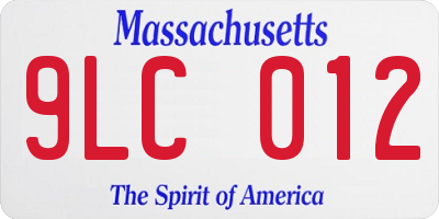MA license plate 9LC012