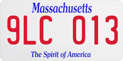 MA license plate 9LC013