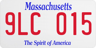 MA license plate 9LC015