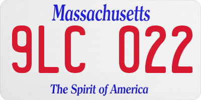 MA license plate 9LC022