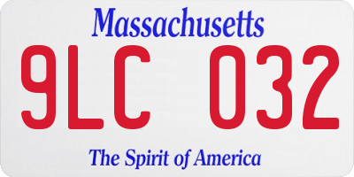 MA license plate 9LC032