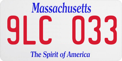 MA license plate 9LC033