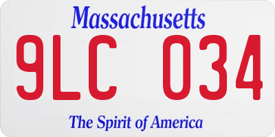 MA license plate 9LC034