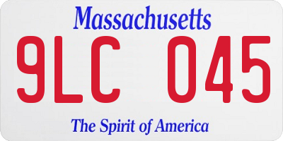 MA license plate 9LC045