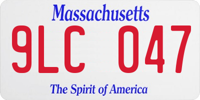 MA license plate 9LC047