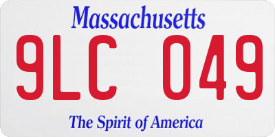 MA license plate 9LC049