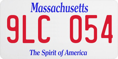 MA license plate 9LC054