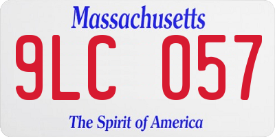 MA license plate 9LC057