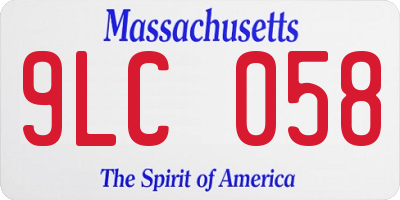 MA license plate 9LC058