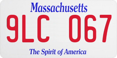 MA license plate 9LC067