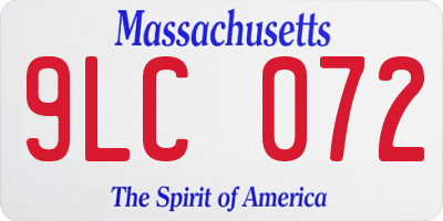 MA license plate 9LC072