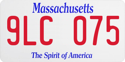 MA license plate 9LC075
