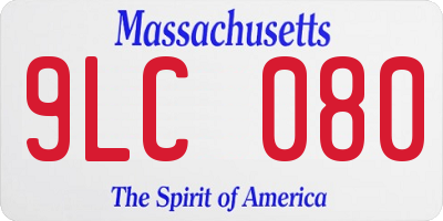 MA license plate 9LC080