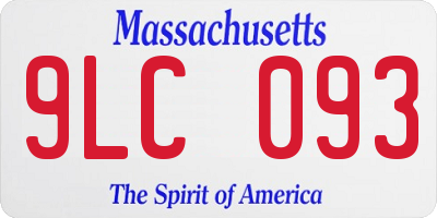 MA license plate 9LC093